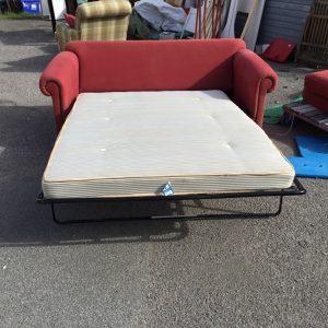Sofa Bed Metal Frame – . / Double / Fabric / Red