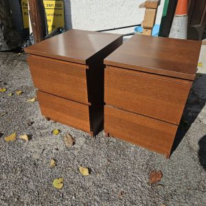 Bedside Cupboard / Table each – IKEA / Medium / Composite / Dark Brown